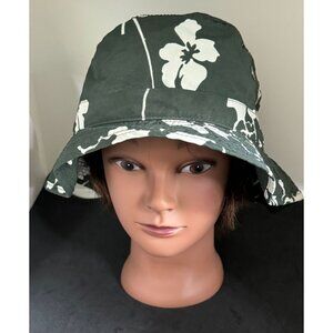 Nautica Jeans Company L/XL Bucket Hat Floral Green & White